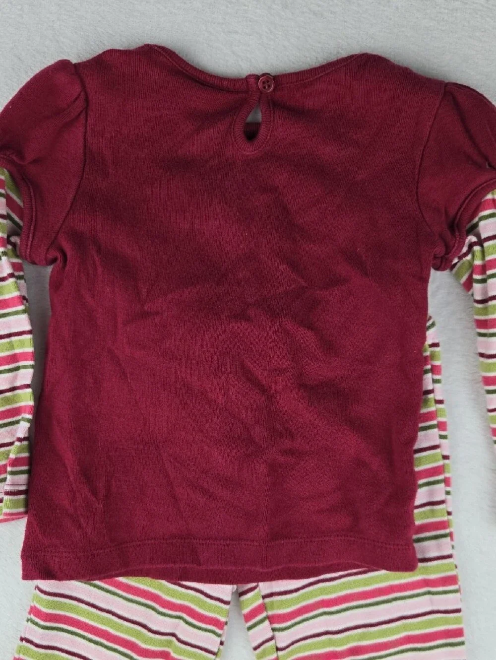 Gymboree Candy Cane Top and Pants Striped Outfit Size 18-24 Burgundy